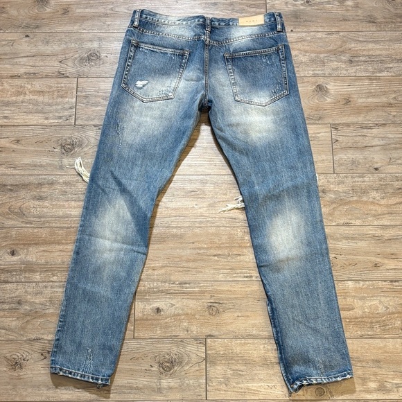 MNML Distressed Blue Jeans for Men Size 34 100% Cotton - Picture 2 of 7